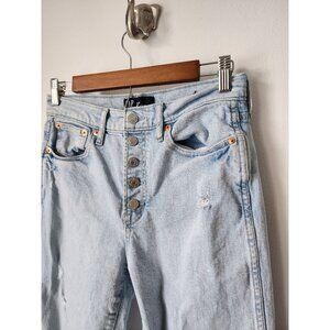 Gap denim light blue high rise vintage slim button fly destroyed jeans 6/28